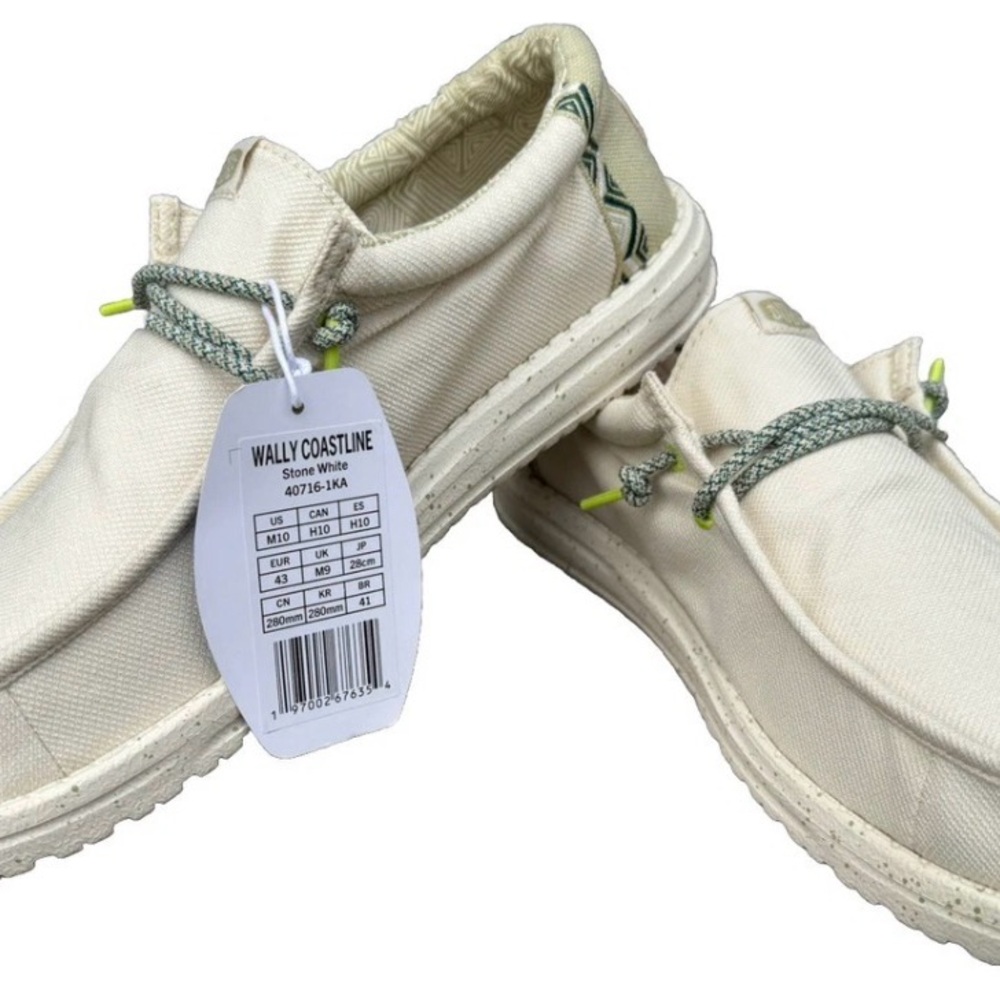 Hey Dude Wally Men’s Coastline Slip-on Shoe Color Stone White Size M10